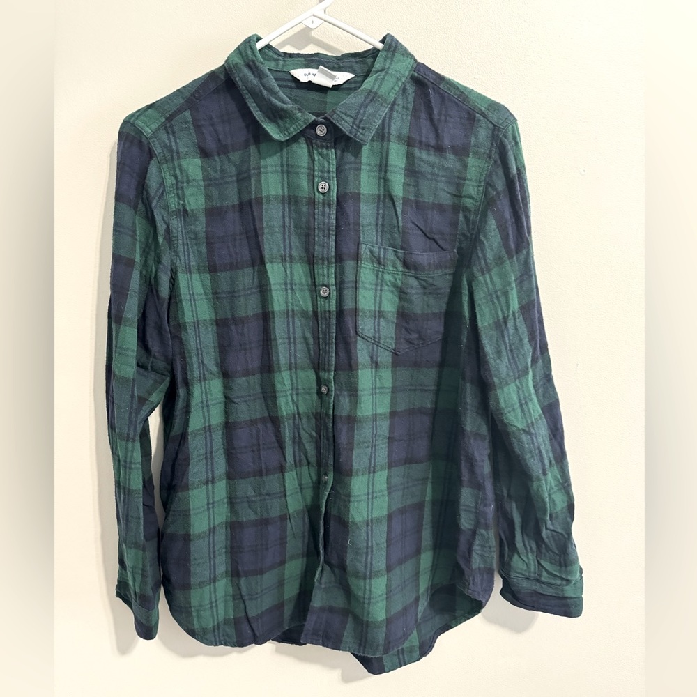 Old Navy Women’s Classic Flannel Button Down Top L